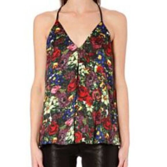 ALICE & OLIVIA Guenda floral-print silk-satin tank top sz XS - Picture 1 of 5
